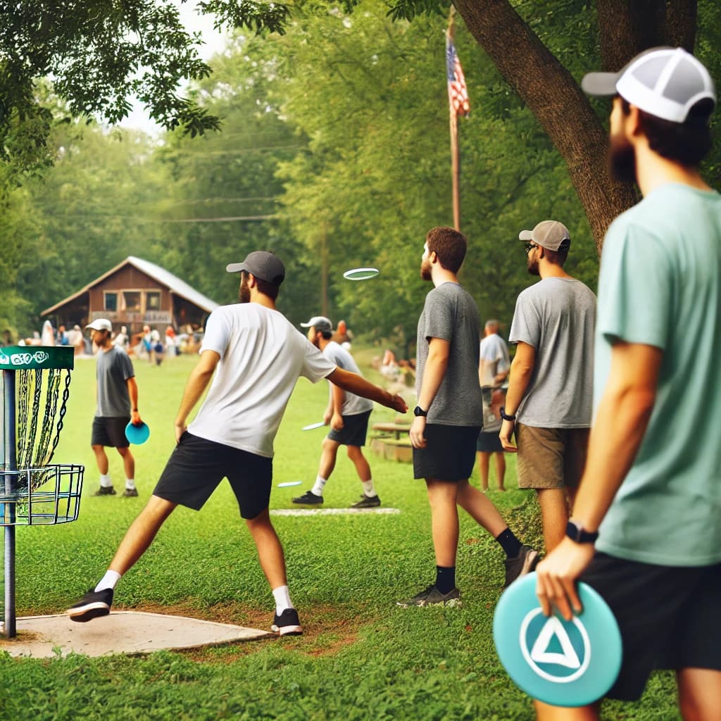 Deltakere på et discgolf nybegynnerkurs